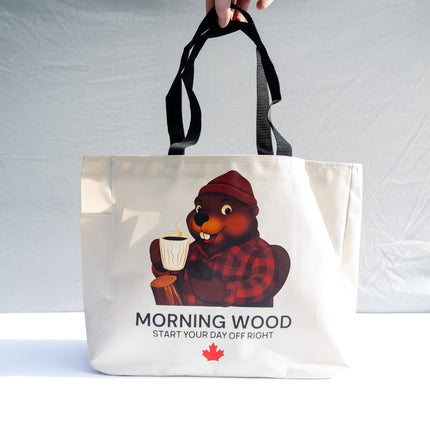 Morning Wood Reusable Market Tote Bag – Large Polyester Shopping Tote